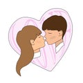 vector illustration, couple in love, kiss, lips, love, flat Royalty Free Stock Photo